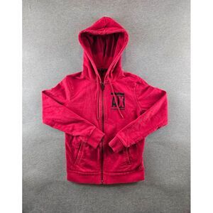 Armani Exchange Women's Red Full Zip Logo‎ Chest Hoodie Sweatshirt Size Small